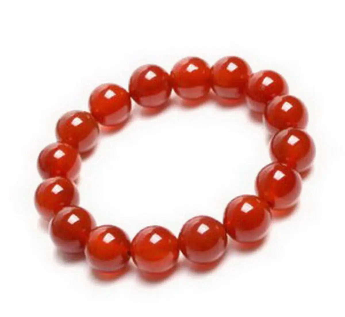 Pair Chinese 100% Natural Agate Red Beads Bangle Stretchy Bracelet 12mm/16 Beads