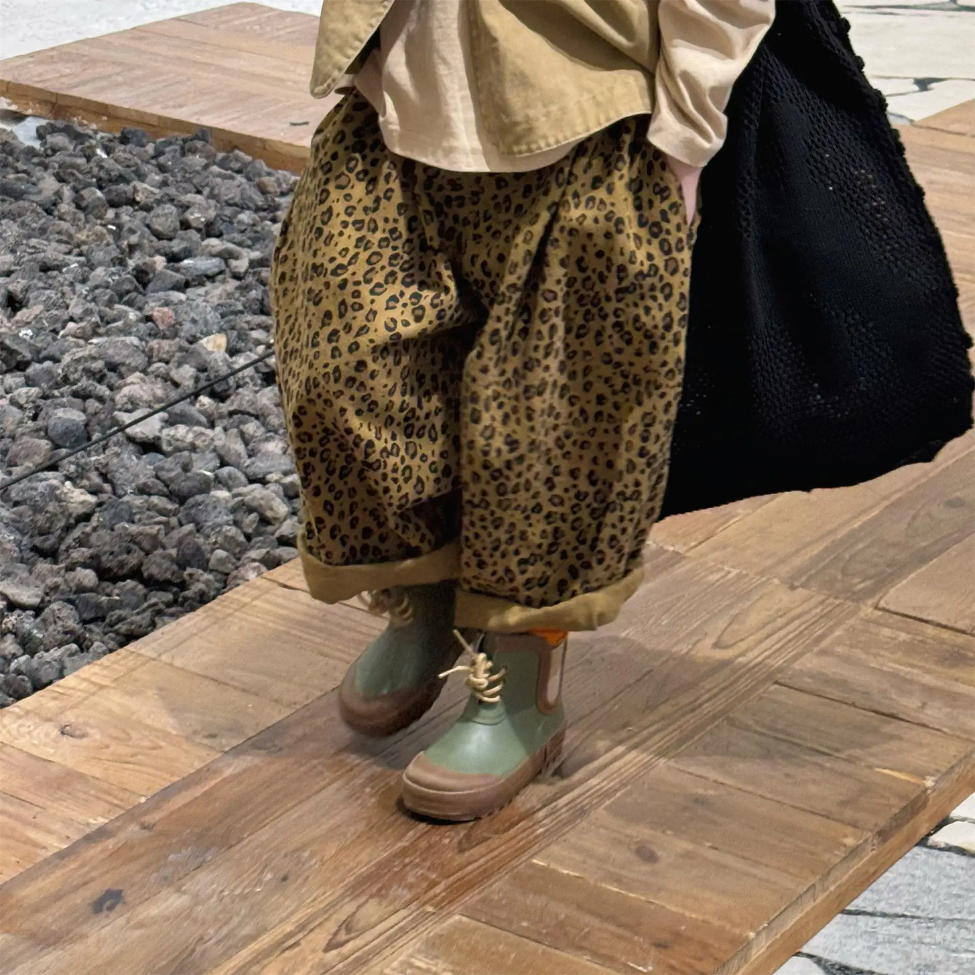 

Cotton Baby Girls Wide Leg Pants Kids Loose Trousers 2025 Autumn New Children Casual Pants Fashion Print Boys Harem Pants