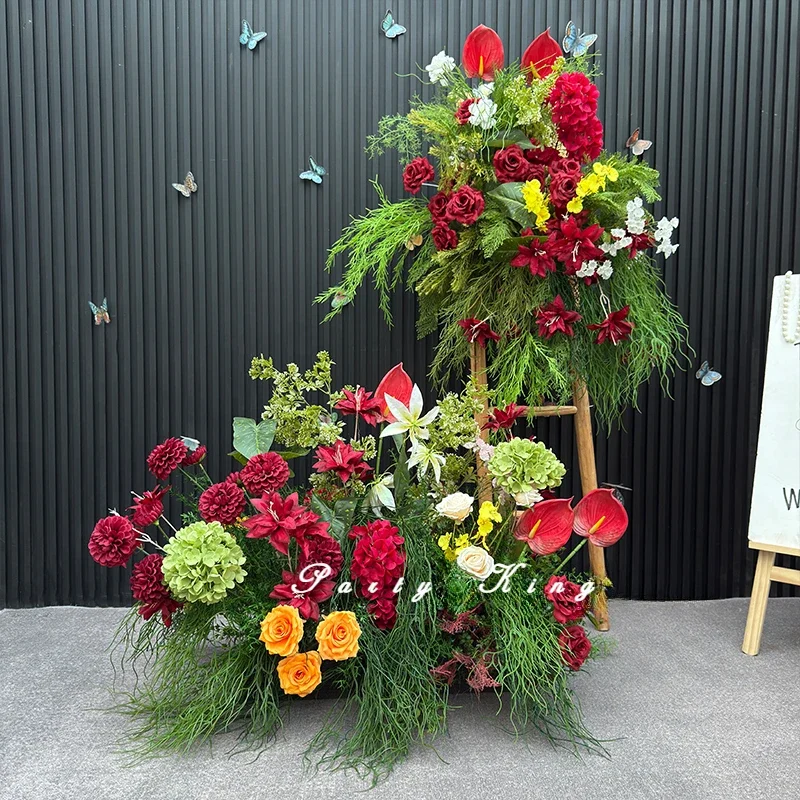 

Artificial Flowers Wedding Background Decoration Flower Row Welcome Signs Decor Road Lead Flower Ball Home Decor Accessories