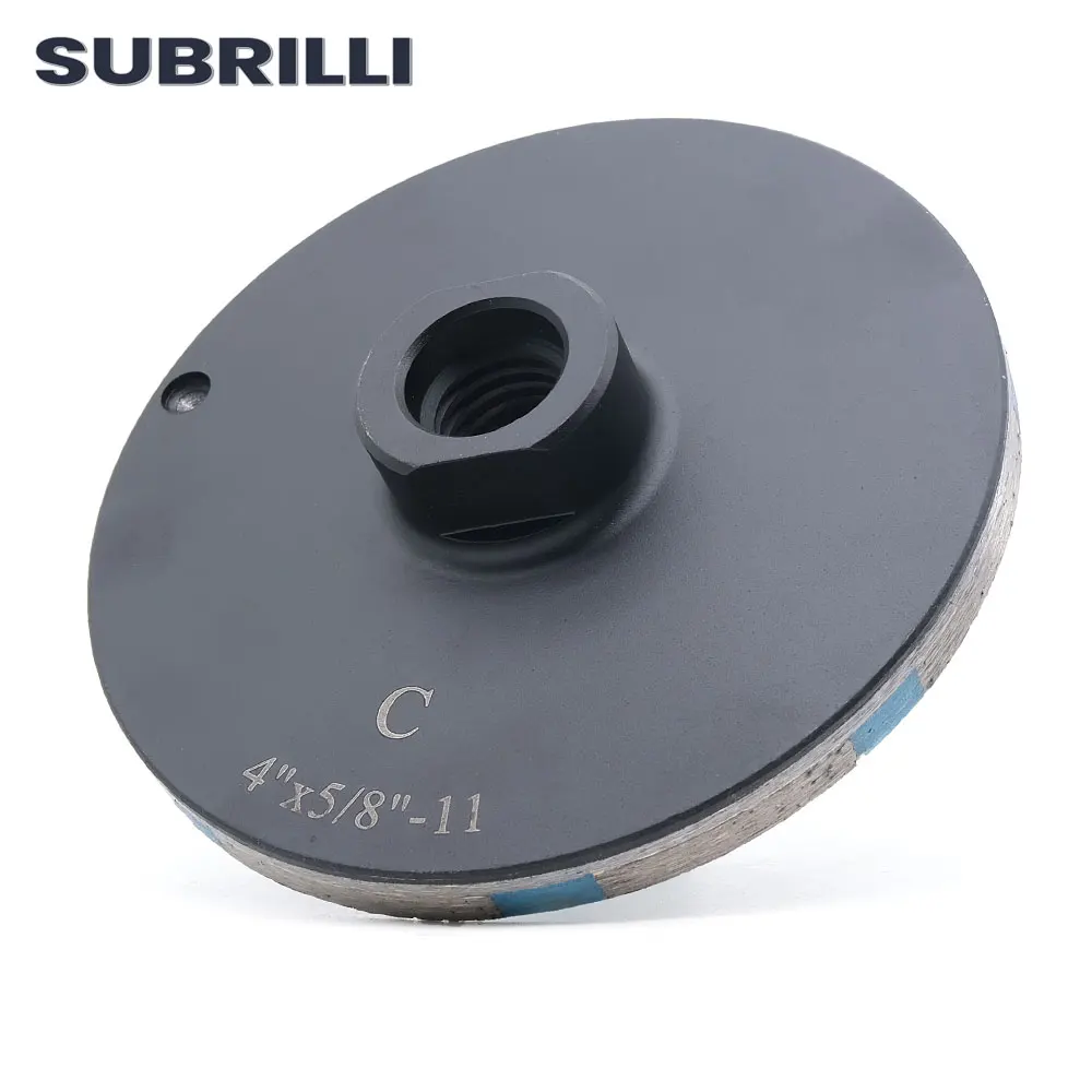 SUBRILLI Coarse Grit Resin Filled Diamond Grinding Cup Wheel Iron Backer 4 Inch For Stone Granite Marble Ceramic Concrete 1piece