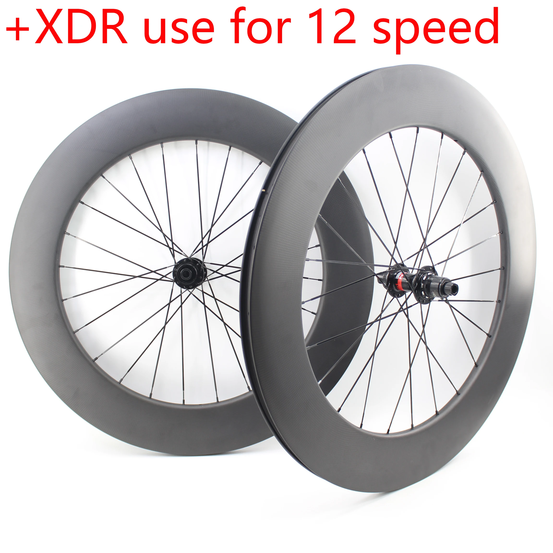 

New 700C Road Bike Full Carbon Fibre Tubular Clincher Tubeless Rims Thru Axle Center Lock Disc Brake Wheelset +XDR for 12 speed