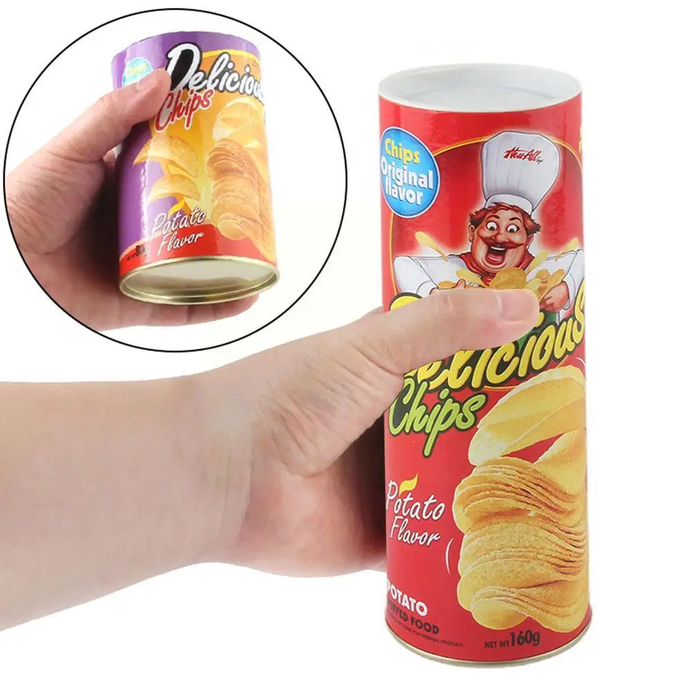 Prank Potato Chips Cans Jump Spring Snake Toy April Fool Potato Chips in Snake Day Simulation Gift Party Prank Bottle Hallo M5J0