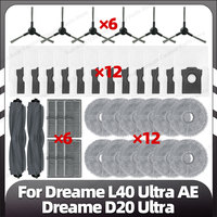 Compatible for Dreame L40 Ultra AE / Dreame D20 Ultra Replacement Main Side Brush HEPA Filter Mop Pad Dust Bag Spare Parts