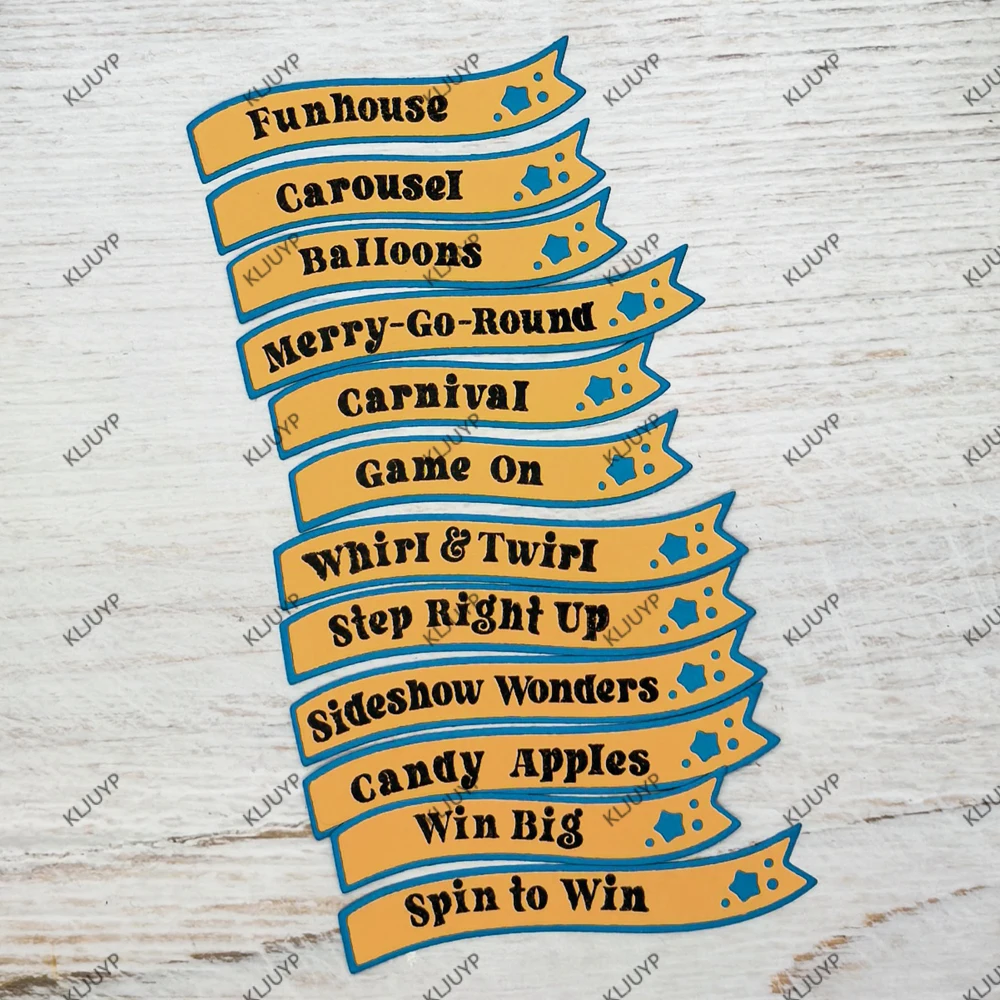 KLJUYP Carnival Sentiment Stamp Strips Cutting Dies Stencils for DIY Scrapbooking Decorative Embossing DIY Paper Cards