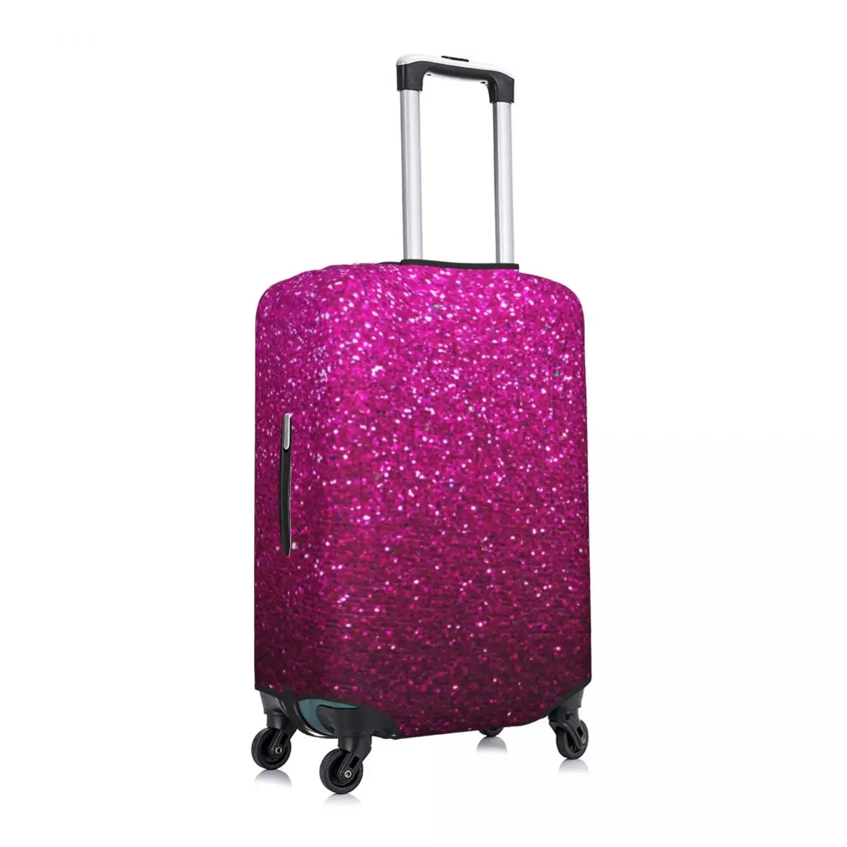 Metallic Glitter Print Suitcase Cover Pink Ombre Sparkles Fun Travel Protector Luggage Case Flight