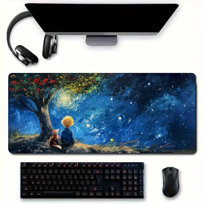 Van Gogh Fox Mouse Mat Starry Night High Quality Printed Pad Durable Non-Slip Sensitive Gaming Yellow-haired Boy Office Carpet