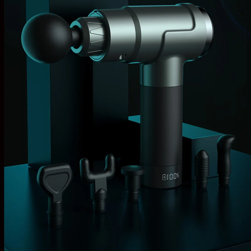Double Head Fascia Gun with LCD Display, Power Touch Screen, 12 Levels of Force Selection, and a Massager with 7 Massage Heads