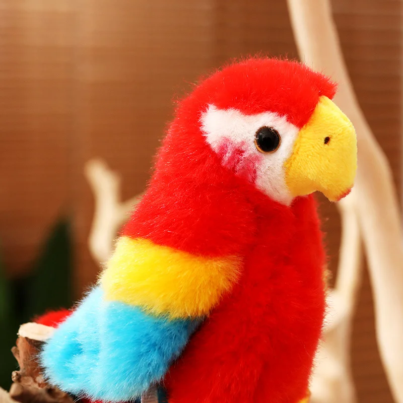 1Pc 12CM Cute Plush Parrot Toys with Adsorbable Magnet Lifelike Parrot Dolls Funny Birthday Party Decoration Gift