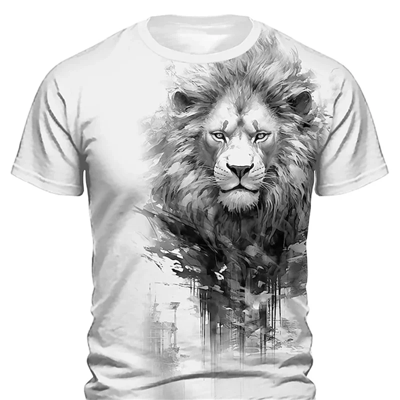 

Animal Men's Printed T Shirt 3D Lion Pattern Summer Loose Plus Size Short Sleeve Street Round Neck Comfortable Men's Tops 6Xl