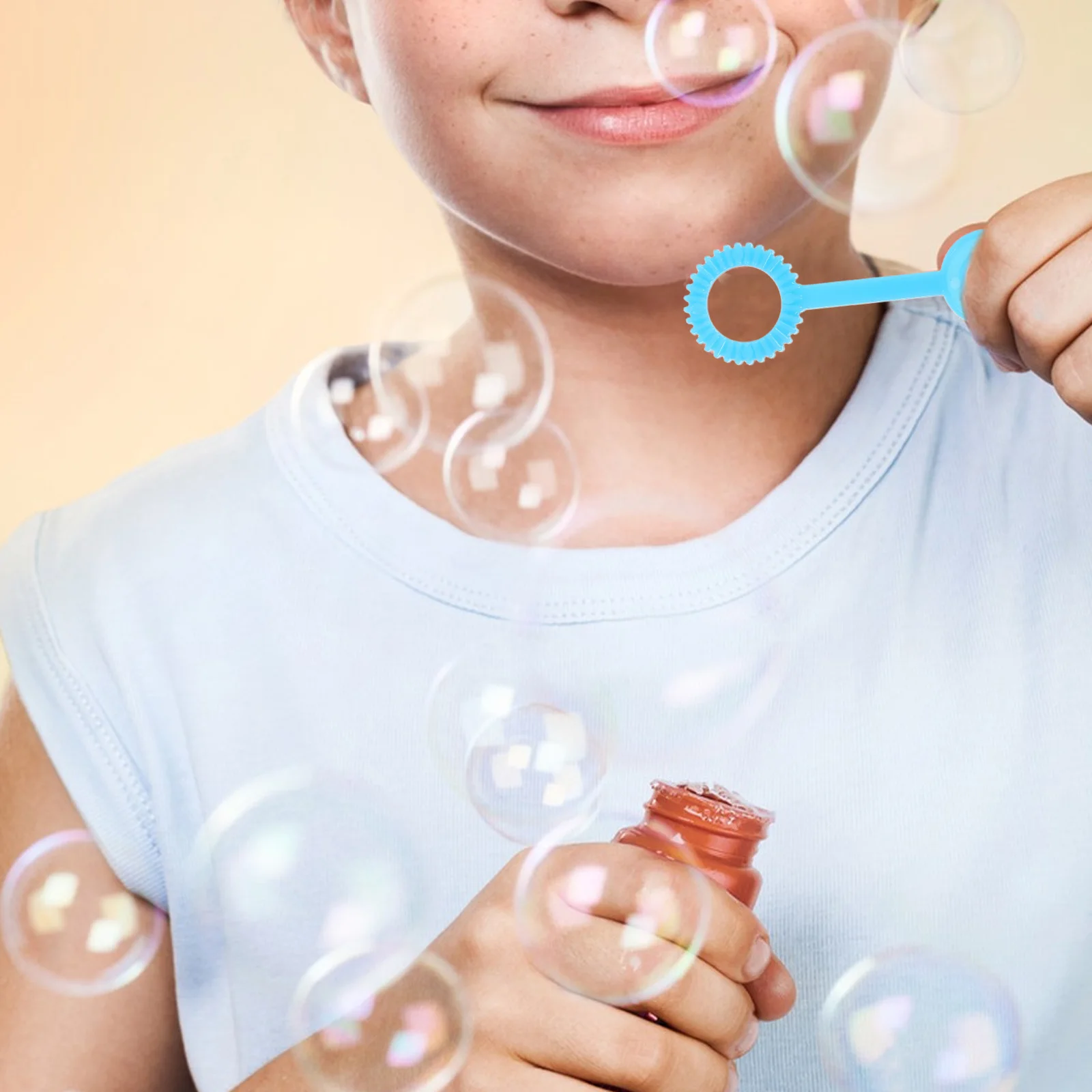 90 Pcs Kids Tools Blowing Bubble Wand Blower for Fun Toys Portable Maker Giant Blue Children