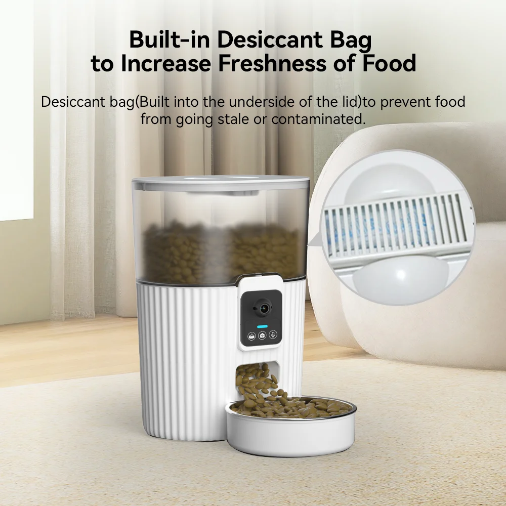 Smart Cat Feeder With Camera - 3L With Timer Voice And Video Recording HD 1080P Camera Night Vision Automatic Dog Feeder