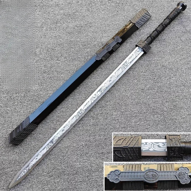 

85CM Chinese Ancient Sword Tang Hengdao Wooden Knife with Sheath Han Sword Props Practice