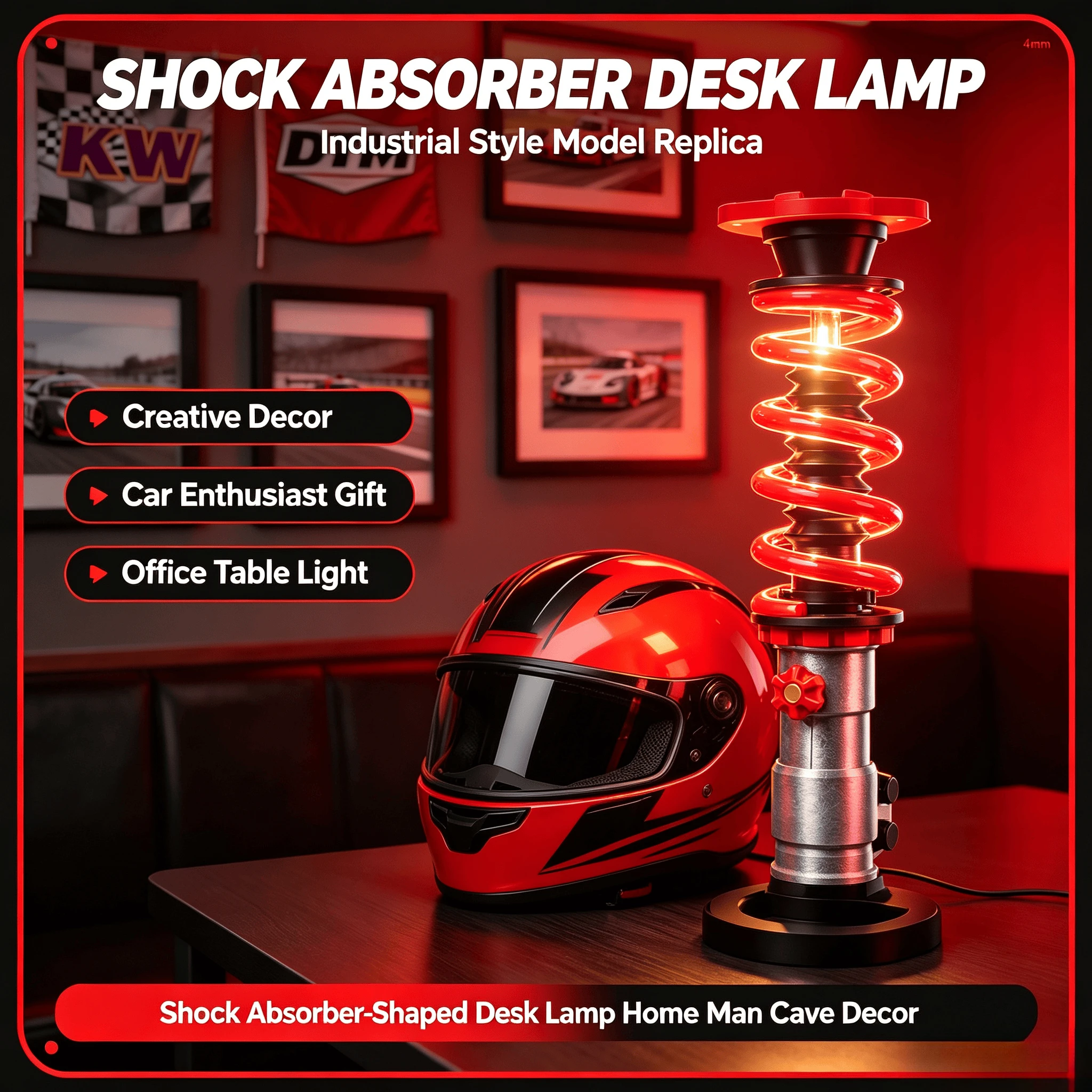 Shock Absorber Model Desk Lamp Industrial Style Shock Absorber-Shaped Replica Creative Office Decoration Car Enthusiast Gift