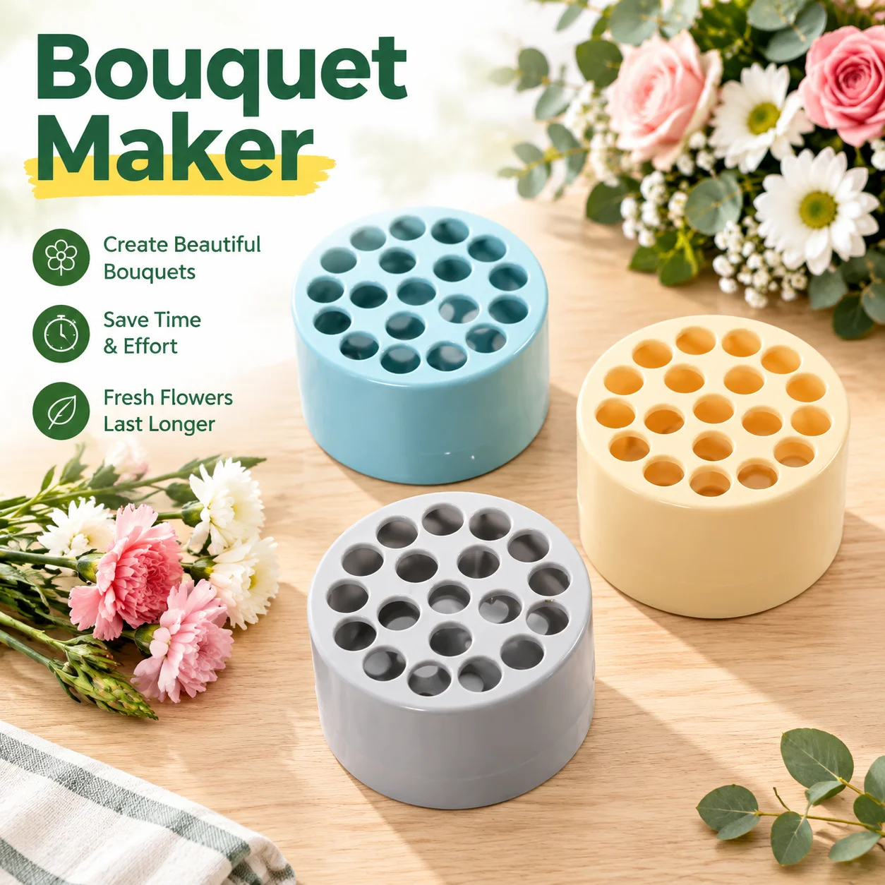 Handheld Spiral Bouquet Maker Plastic Flower Arrangement Pot Fixer Floor Standing Tool for Fresh Flowers
