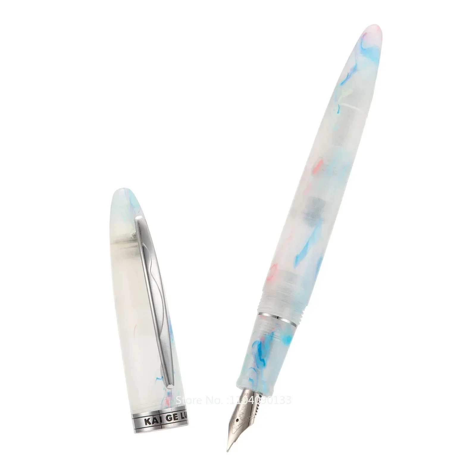 Hot Kaigelu 222 Celluloid Fountain Pen Blue-White Beautiful Patterns Iridium EF/F/M Nib Pen Writing Office Business Ink Gift Pen