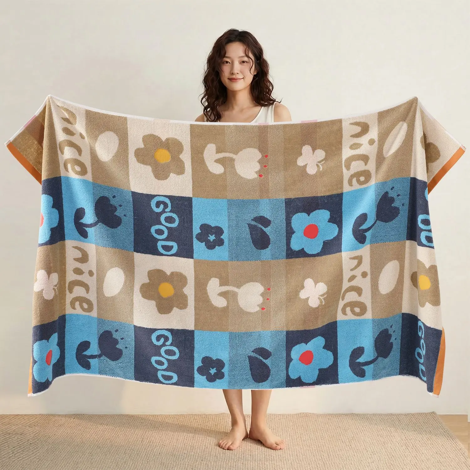 Bath Towel 100% Cotton Category A Maternal and Infant Grade 32-strand Yarn-dyed Jacquard Adult Thickened 100% Cotton Bath Towel