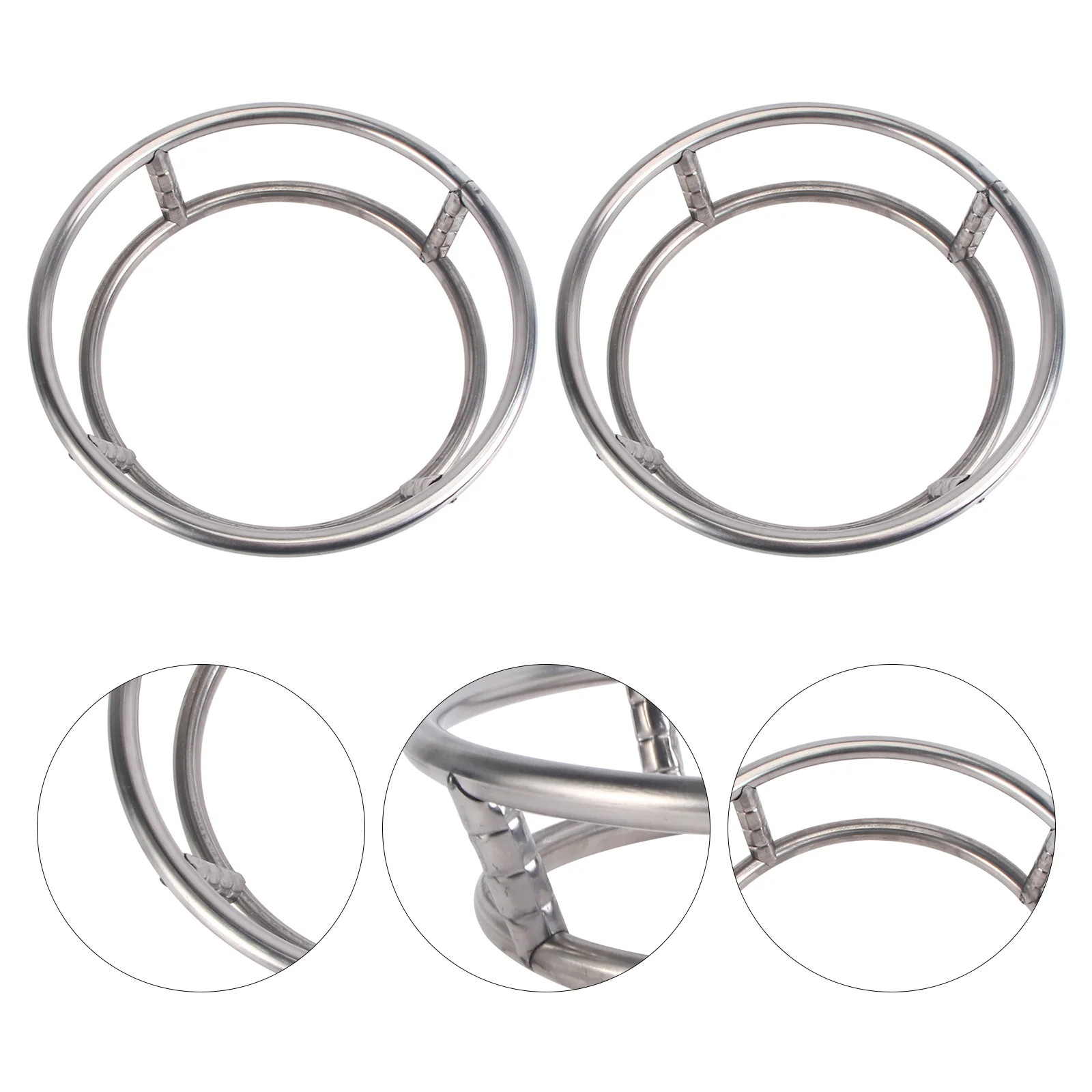 

2 Pcs Wok Rack Griddle Accessories Kitchen Pot Holder Food Steaming Holders Stainless Loop Frying Pan Double Layer