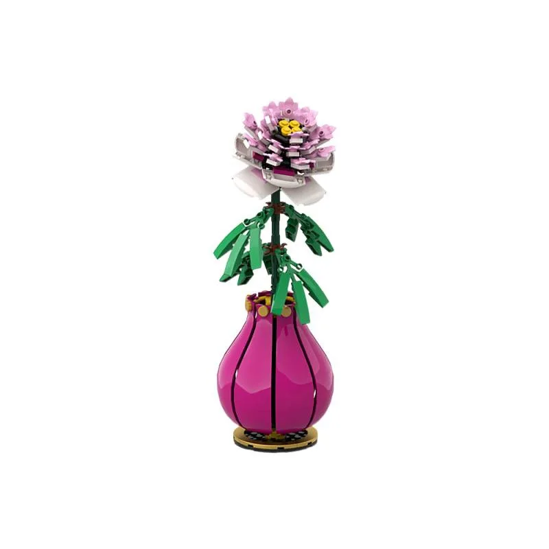 A1244 Compatible with Lego Peony Flower Building Blocks Desktop Decoration Puzzle Assembly Cognitive Plant Potted Toy Creative