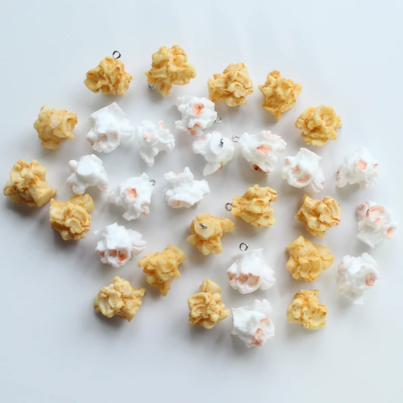 10pcs Simulated Popcorn Charms Mini Resin Food Pendant for DIY Bracelet Earrings Necklace Jewelry Making Keychain Accessories