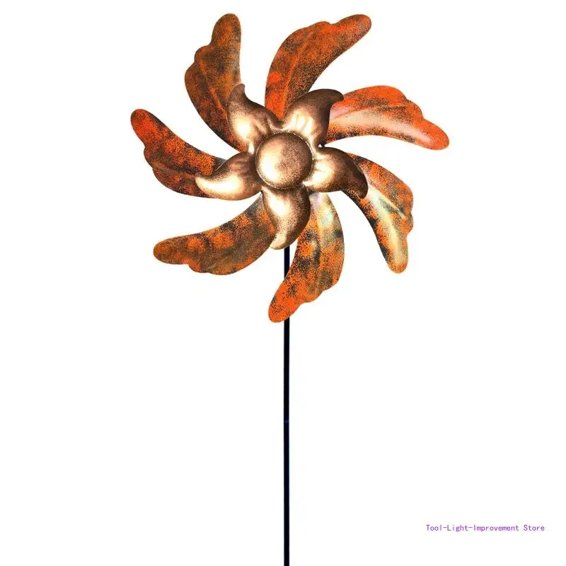 

C63E Large Metal Wind Spinner with Garden Stake Rotating Windmill Wind Sculpture for Outdoor Yard Patio Lawn Decoration