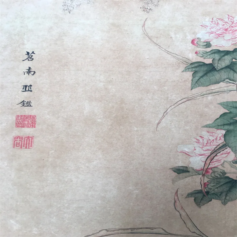 Chinese Old Scroll Painter's  Rice Paper Wall Painting Slice Qiu Jian's Hibiscus, Reed, and Wild Goose Picture