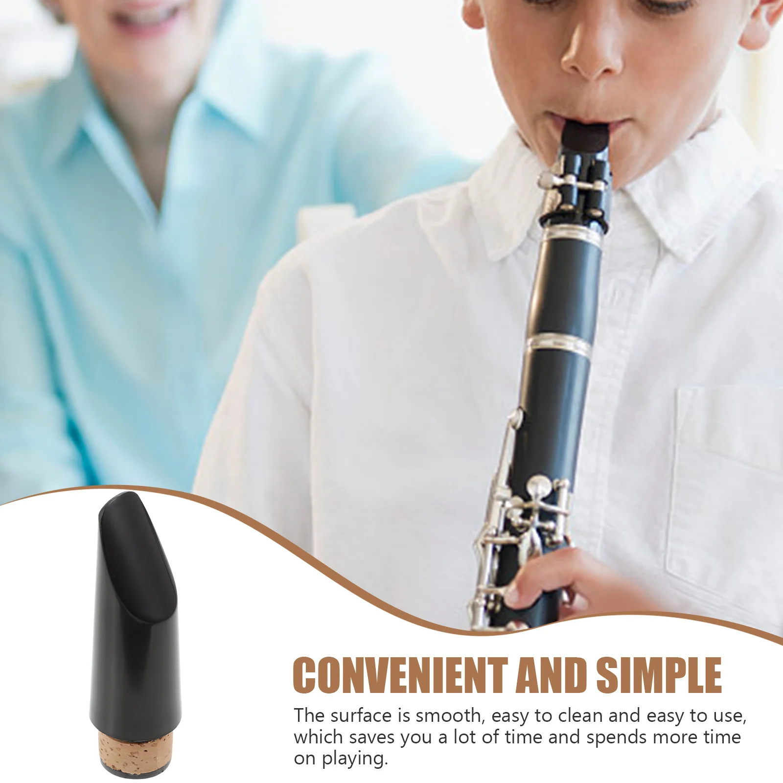 

High Pitch B Flat Clarinet Mouthpiece Durable Plastic Cork Replacement For Clarinet Smooth Easy Clean Wind Instrument
