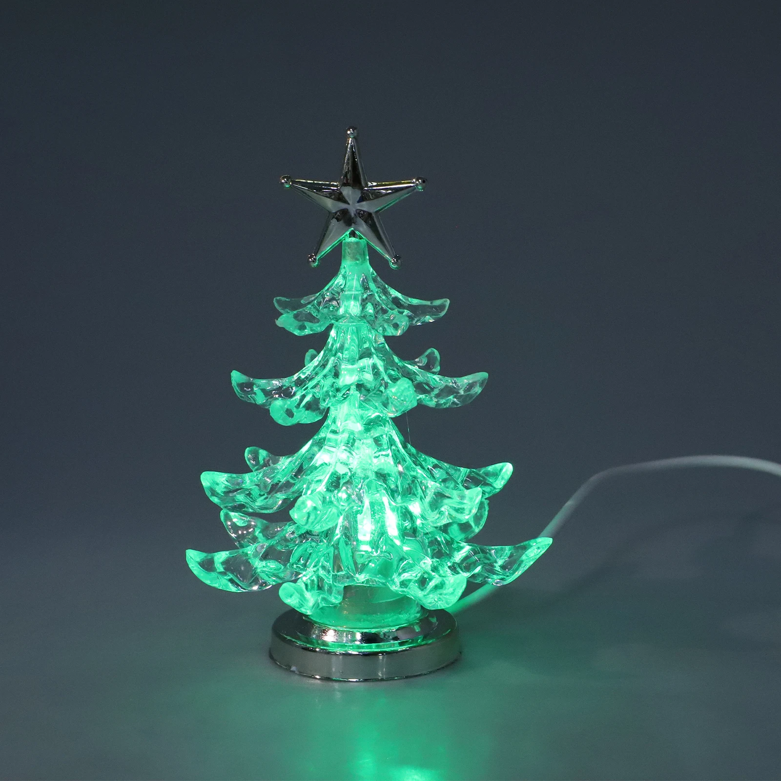 

1pc Clear Acrylic Led Light Christmas Tree Decoration Usb Flashing Lamp Christmas Tree 7 Color Rgb Xmas Table Lamp Led Light