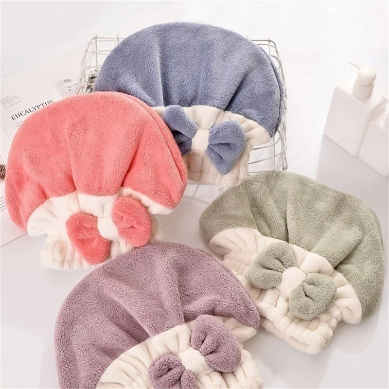 New Cute Coral Velvet Hair Drying Towels Super Absorbent Hair Towel Cap Quick Dry Head Wrap Shower Cap For Wet Hair