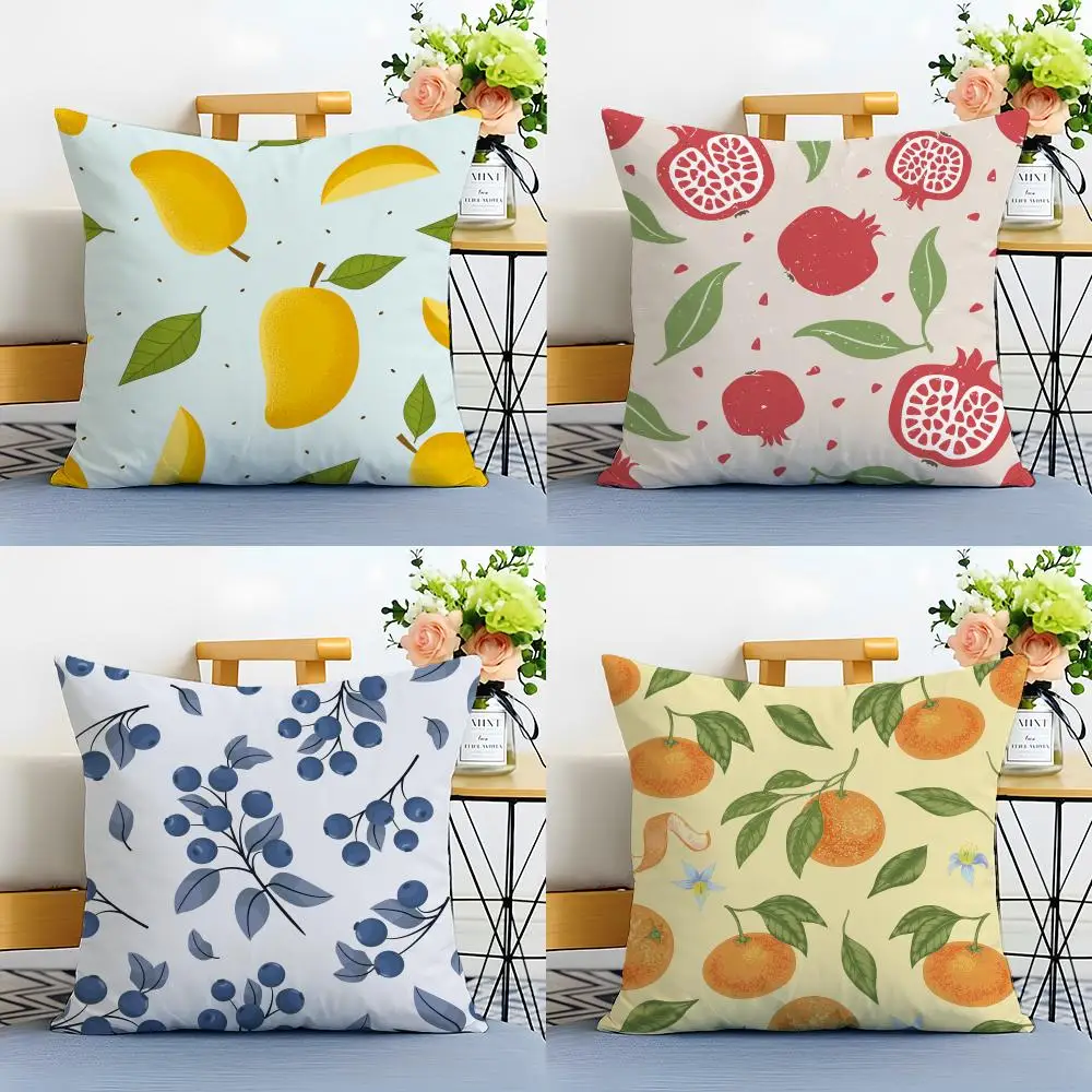 Fruit Print Cushion Cover Linen Minimalist Soft  for Sofa Bed Home Room Decor