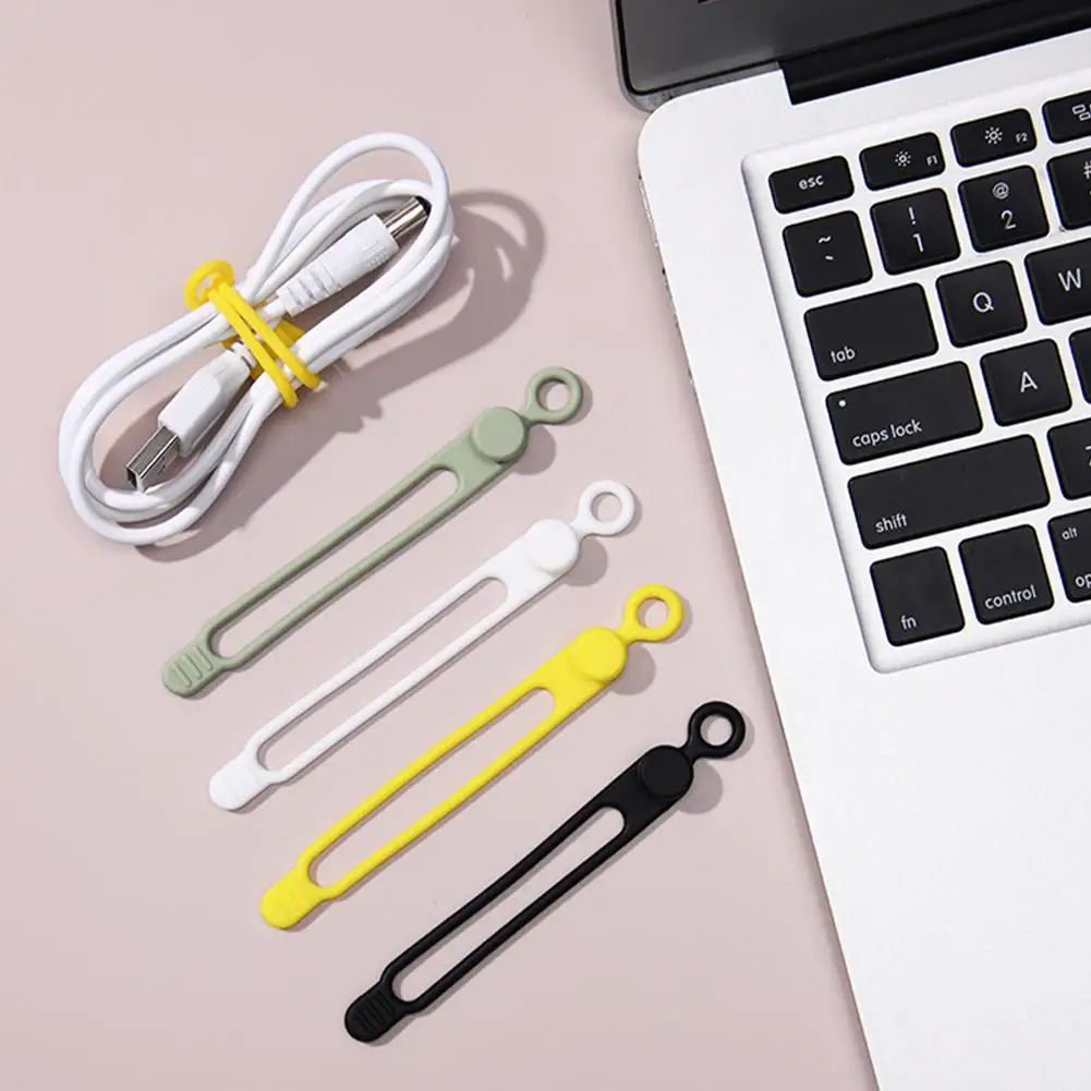 كابل بيانات تخزين ربطة كابل سيليكون للهواتف اللوحية ماوس سماعة قابل للتعديل قابلة لإعادة الاستخدام مشبك كابلات لشحن الكابلات