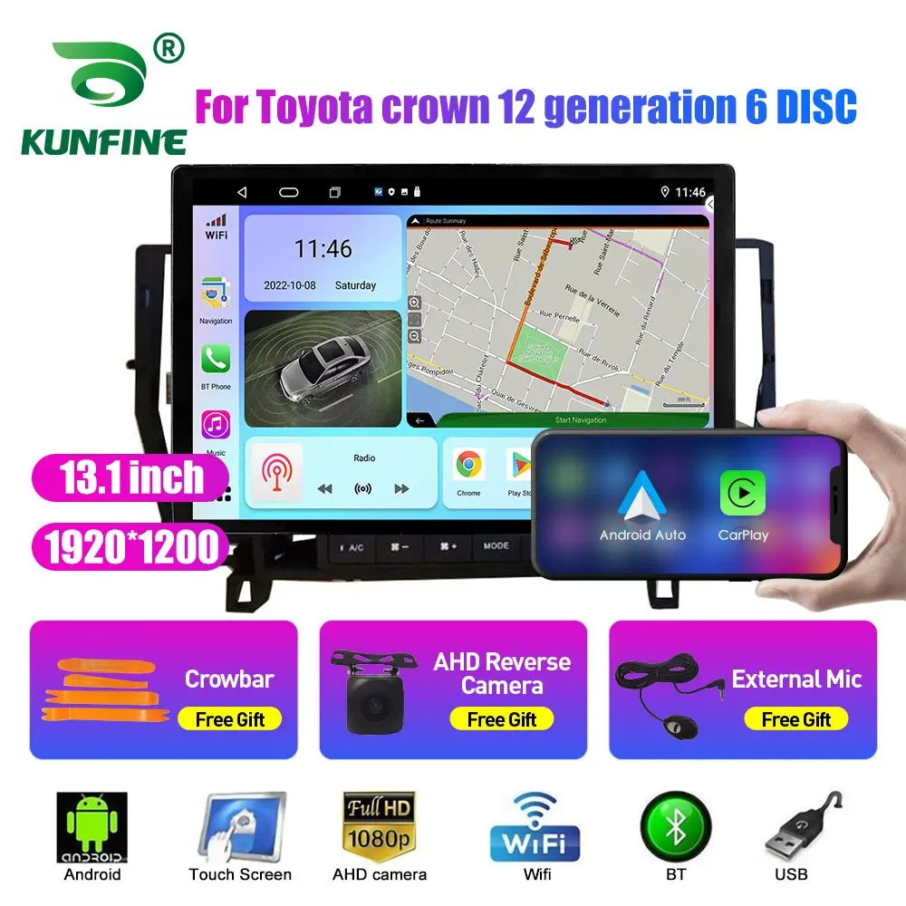 13.1 inch Car Radio For Toyota crown 12 generation 6 Car DVD GPS Navigation Stereo Carplay 2 Din Central Multimedia Android Auto