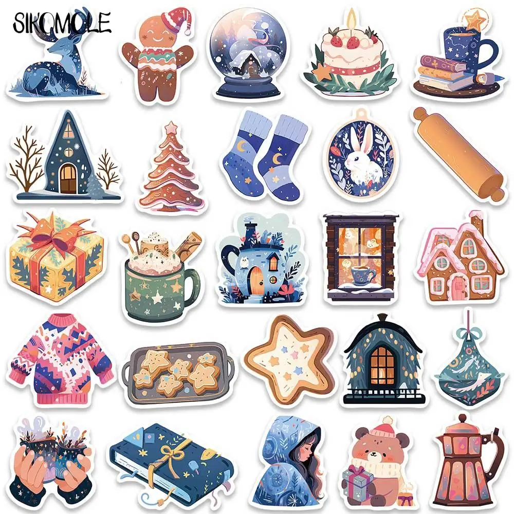 10/30/50PCS Winter Happy Life Cartoon Stickers Christmas Kawaii DIY Travel Luggage Guitar Fridge Laptop Graffiti Sticker Kids