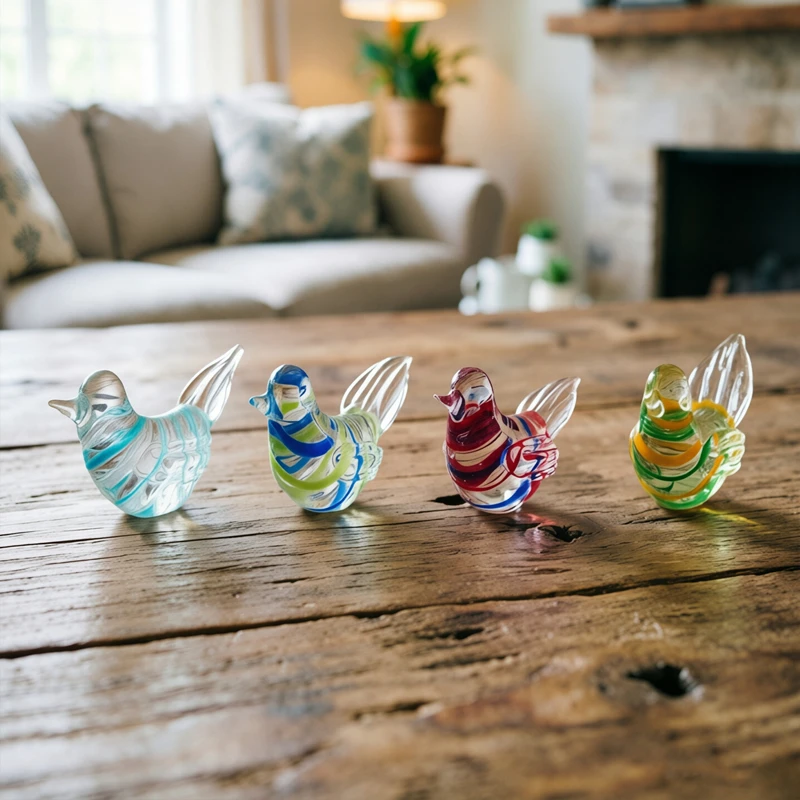

Cute Murano Glass Bird Figurine Small Animal Statue Home Desktop Ornament Living Room Bookshelf Indoor Decor Craft Collectible