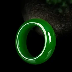 Naturalna zieleń Jade kamienny pierścień chiński ręcznie rzeźbiony charms jadeit biżuteria akcesoria mody Amulet dla kobiet mężczyzn szczęście prezenty