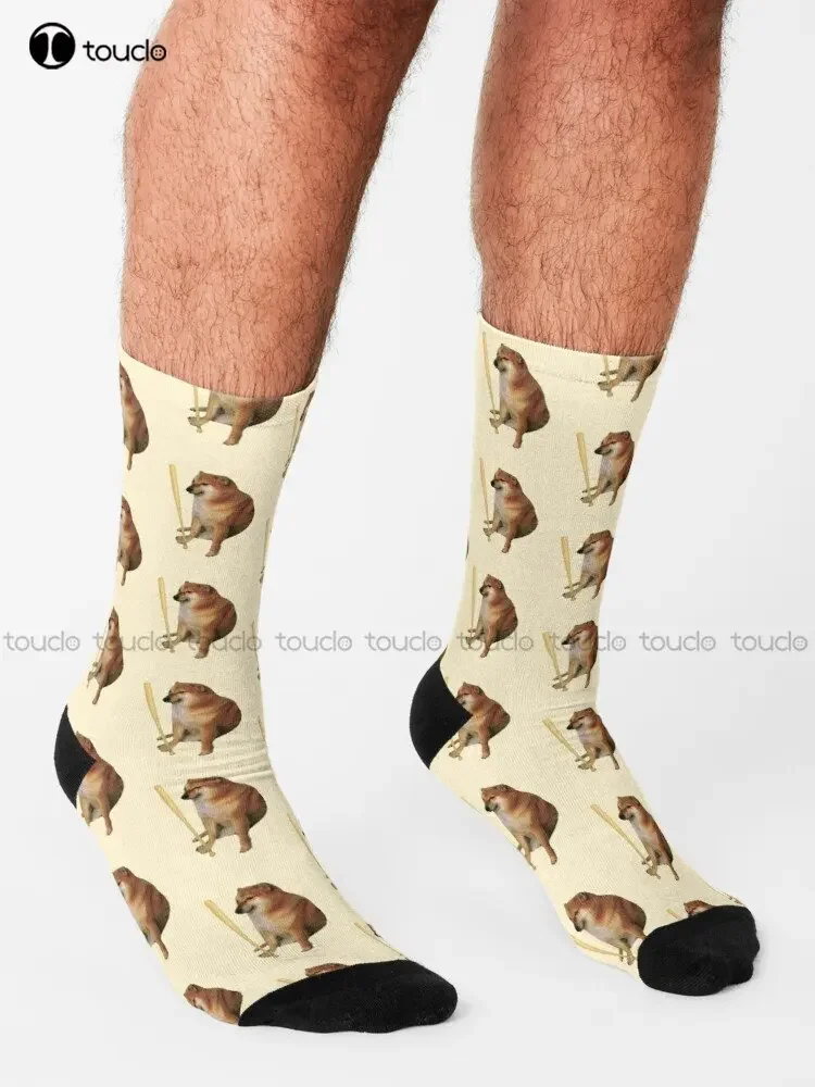 Cheems Doge Bat Shiba Inu Black Dog Socks Boys Socks Personalized Custom Unisex Adult Teen Youth Socks 360° Digital Print