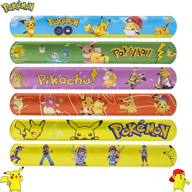 Pokemon  Button Bracelet Pikachu Statue Anime Wristband Children\'s Clapping Band Education Toy Boys and Girls Birthday Party Gif