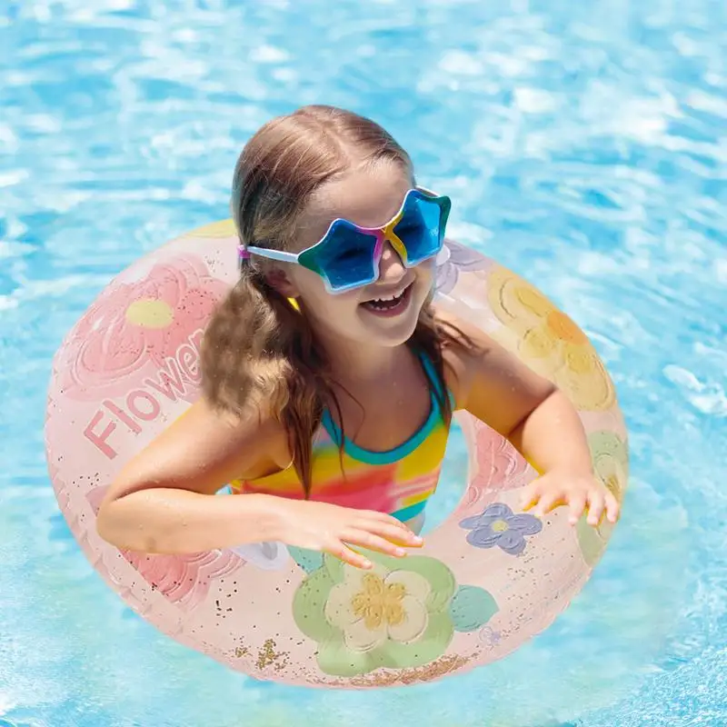 Flotadores de piscina, círculo de natación, anillo de natación flotante de verano para chico con lentejuelas, juguete divertido de agua muy impermeable para piscinas domésticas