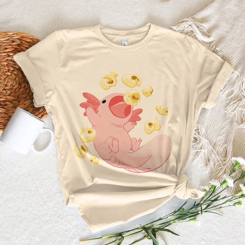 Ajolote Axolotl T Shirt Women Japanese Summer T-shirts Female Comic Clothing