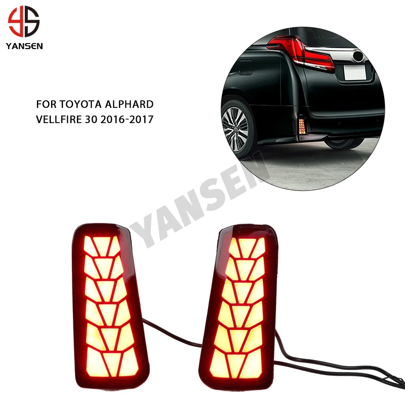 LED For Toyota Alphard Vellfire 30 Series 2016-2017 Rear Bumper Tail Light Brake Lamp Reflector Turn Signal  Cat Accessories