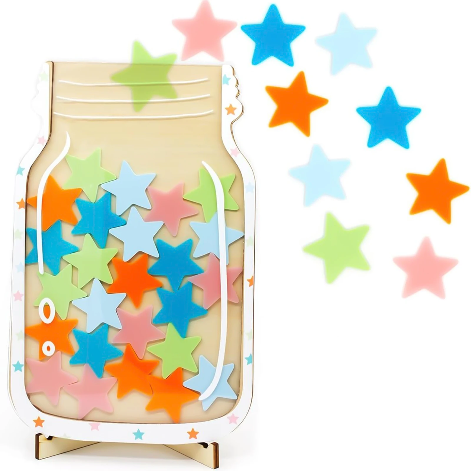 

2 Pcs Reward Jars for Kids Wood Personalized Dinosaurs and Stars Jar Reward System Magnetic Reward Jar