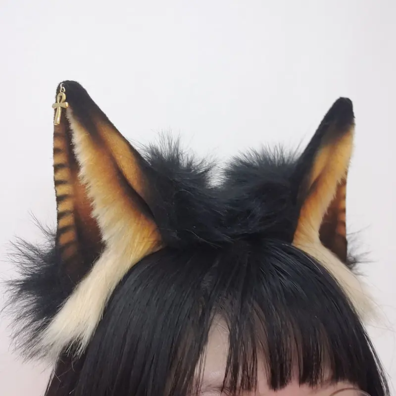 

Lovely Original Animal Ear Egyptian Anubis Bastet Cat Ear Wolf Ear Headdress Halloween Cosplay Party Props Gifts Girl's Hairpins