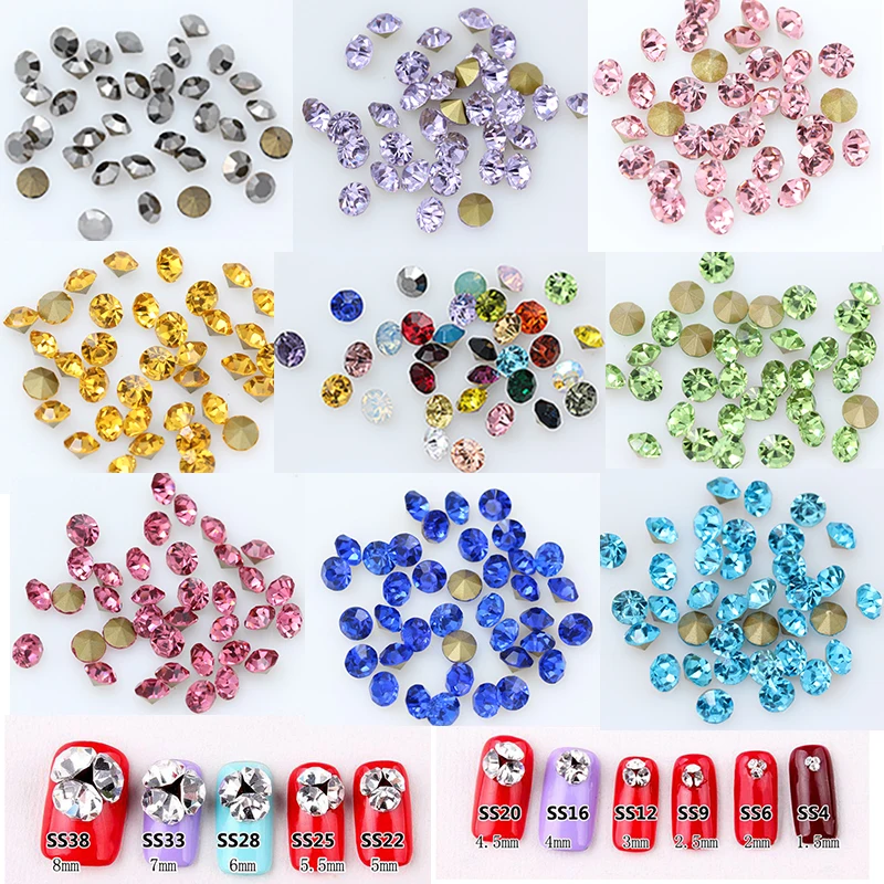 720/36p ss22 okrągły kolor wskazał foliowane tylna szyba strass chatons kamień czeski kryształ Nail Art rhinestone tworzenia biżuterii koraliki