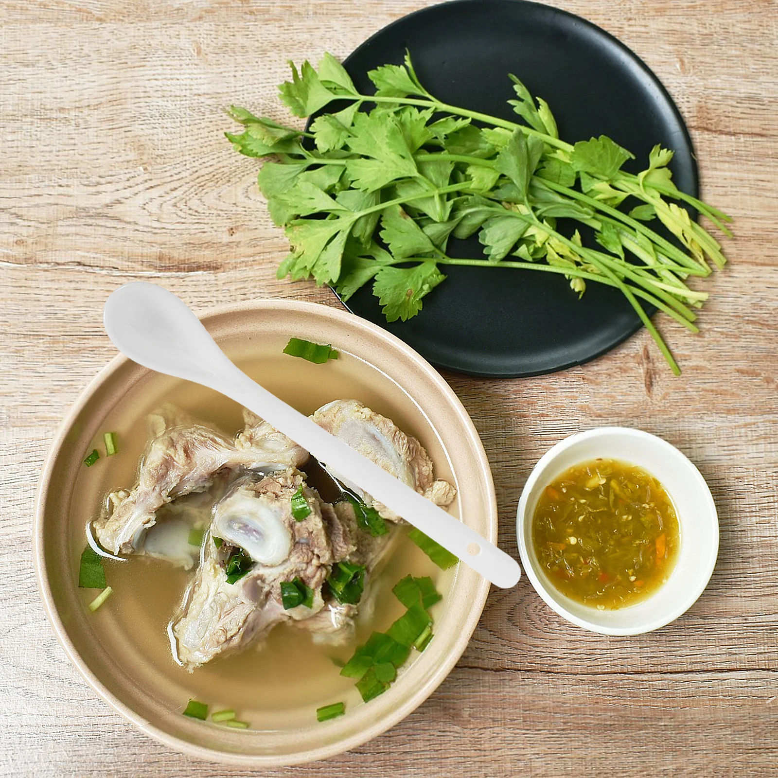 

5Pcs Ceramic Soup Spoons Large Reusable Porcelain Cutlery Safe Odorless Non-Deformation for Home Restaurant Soup Spoon