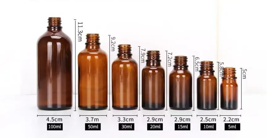 5PCS 5/10/15/20/50/100ml Amber Glass Spray Bottle Essential Oil Atomiser Cosmetic Dispensing Container Portable Travel Bottle