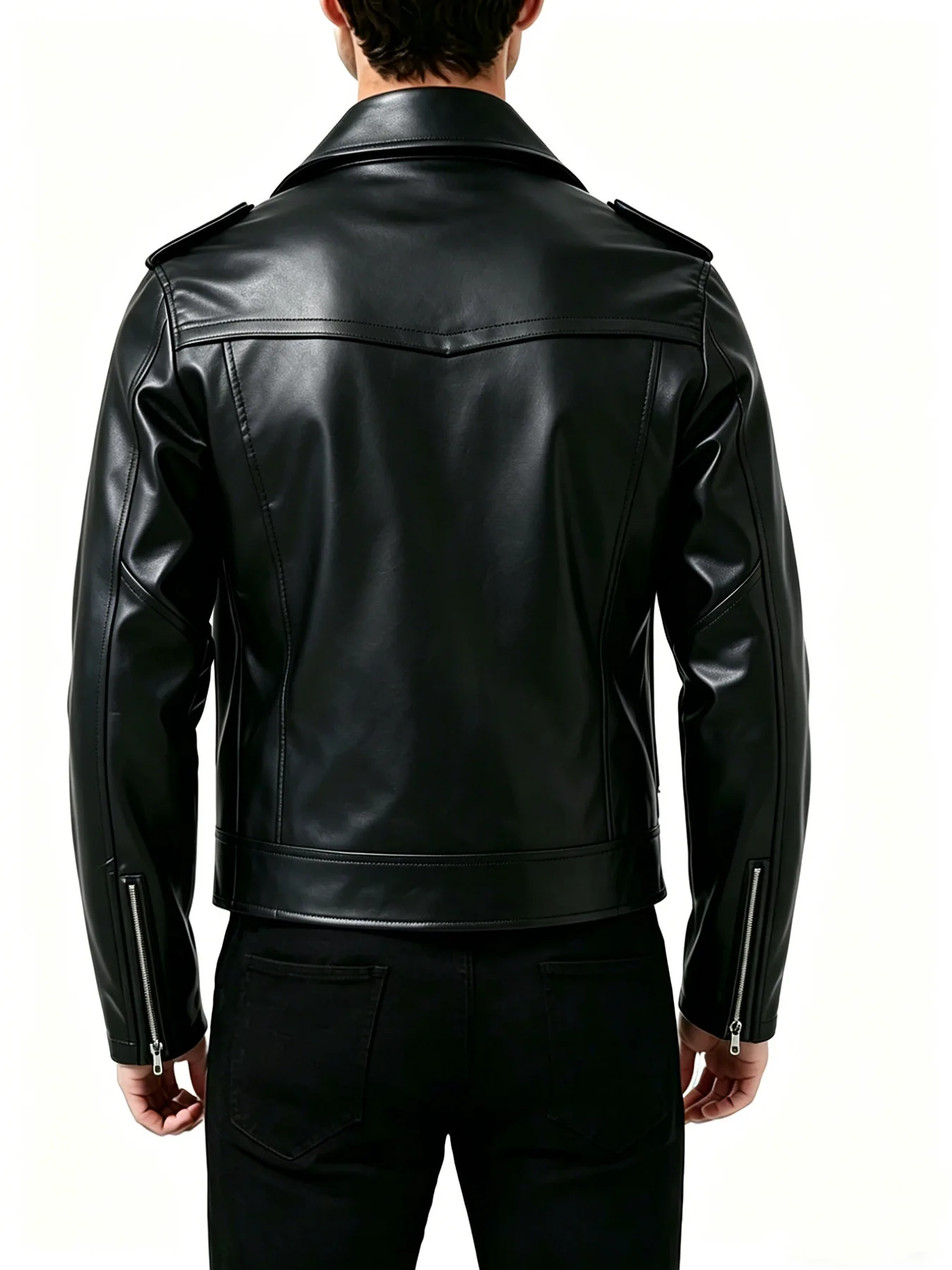 Casual Men's Jacket Zipper Slim Fit Large Size PU Leather Coat Fashionable Urban Style Spring Autumn Wear For Adults view 2