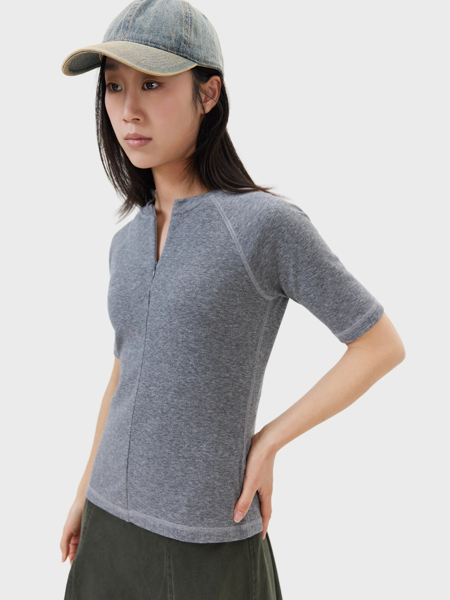 

Seei Yoga Knitted Top for Dating And Commuting (Five Sve Long Sve) Casual Sle Fitted Polyester Fiber round Ne Zippe...