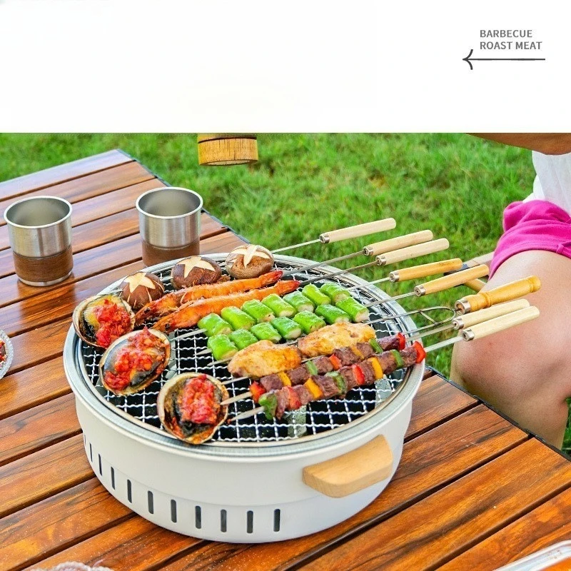 Outdoor Camping Charcoal Grill: Compact, Multifunctional, Smoke-Free Barbecue Rack and Heater for Home Use
