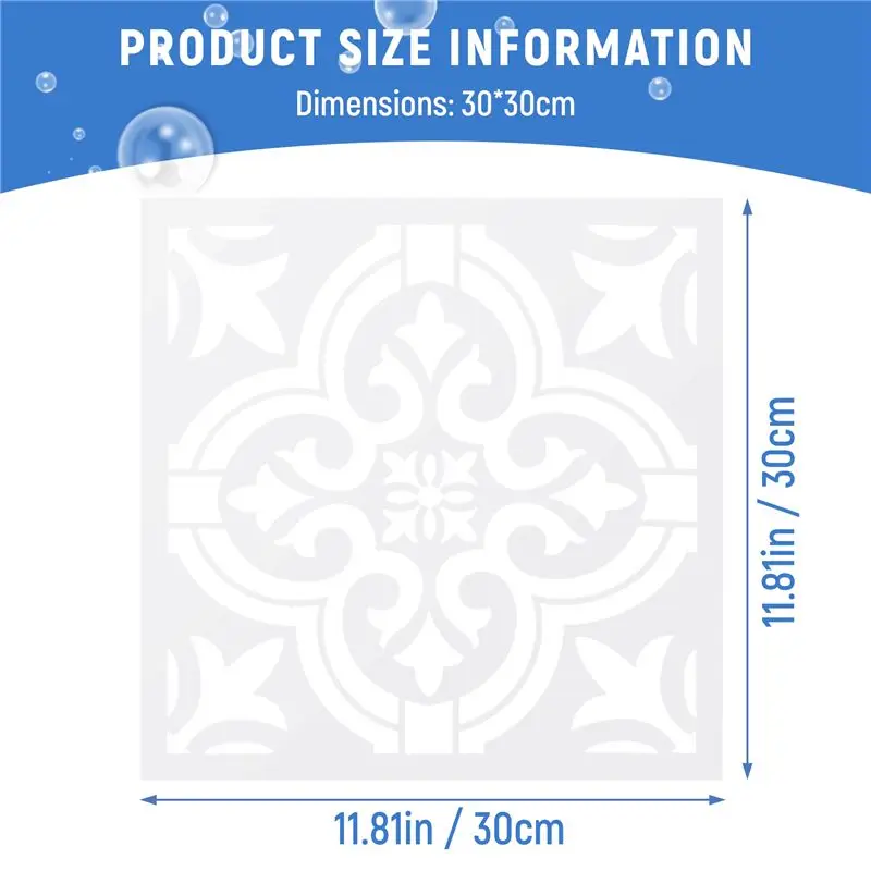 A93E-6 Pcs DIY Painting 30X30cm Vintage Flower Pattern Stencils Template For Tile Wall Floor Furniture Painting Decorative
