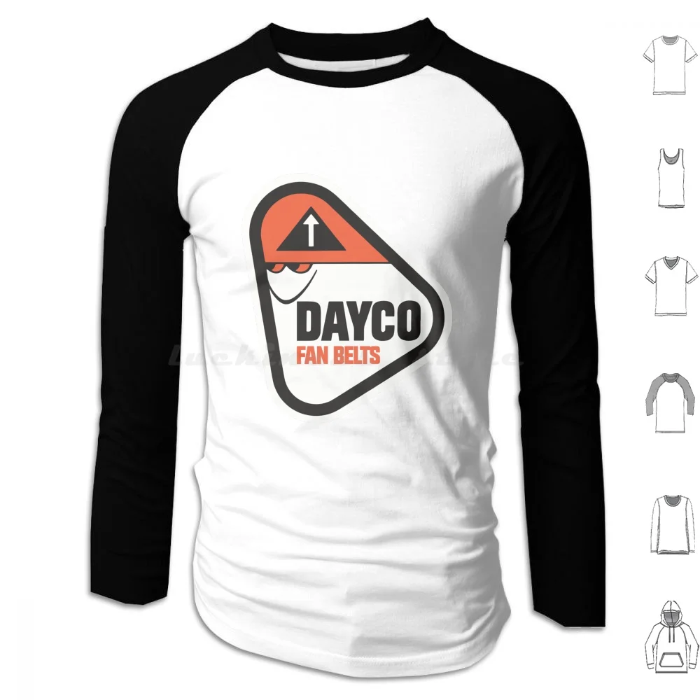 Vintage Dayco Fan Belts Sticker Design Hoodie cotton Long Sleeve Automotive Auto Car Cars Racing Race Car Drag Racing