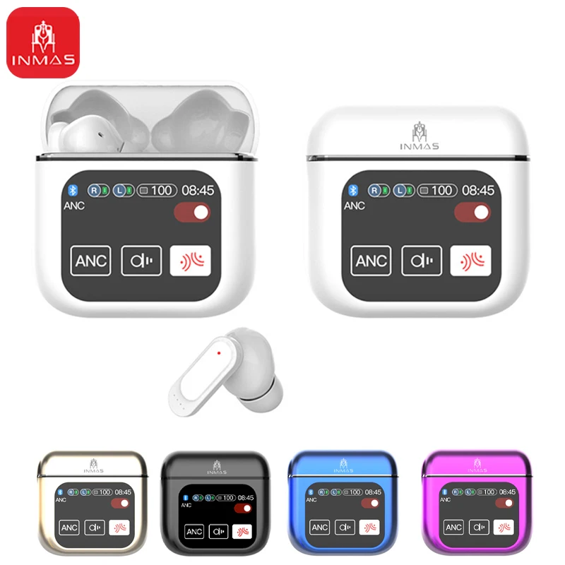 

INMAS ANC LED Touchscreen SE60 Wireless Earbuds Bluetooth Headphone TWS Earphones Visible Active Noise Cancellation Headset